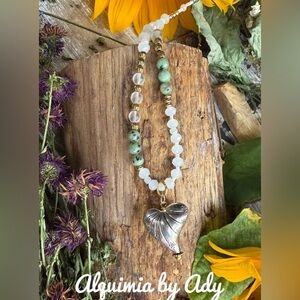 Alquimia Silver and Green Beaded Necklace